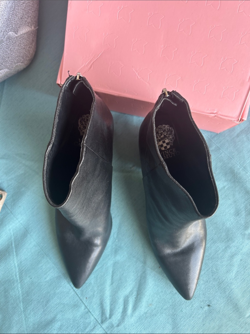 Vince Camuto Black Pointed Toe Ankle Booties